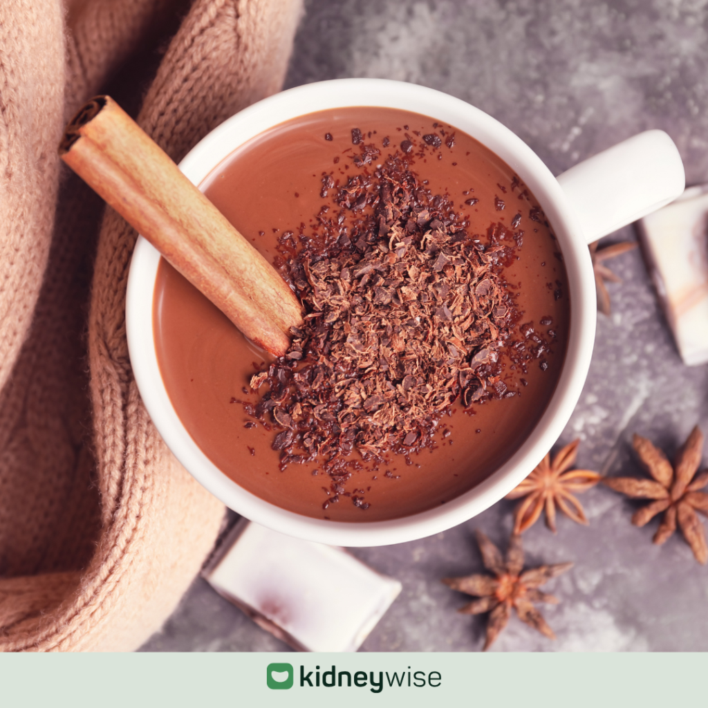 Kidney-friendly hot chocolate recipe.